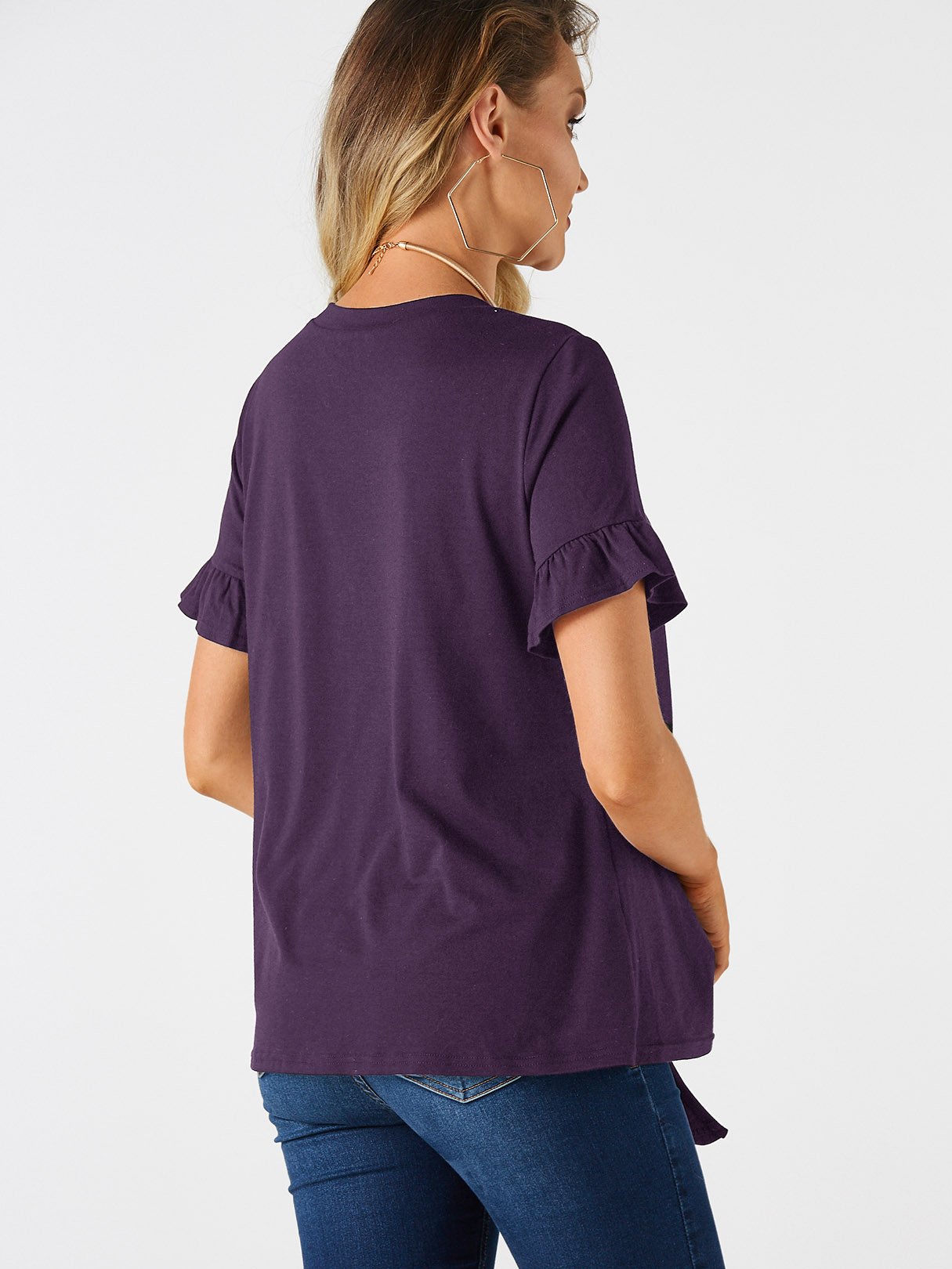 NEW FEELING Womens Purple T-Shirts