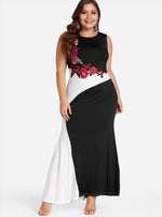 Wholesale Round Neck Embroidered Sleeveless Plus Size Dress