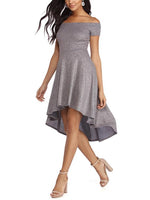 OEM Ladies Grey Off The Shoulder Dresses