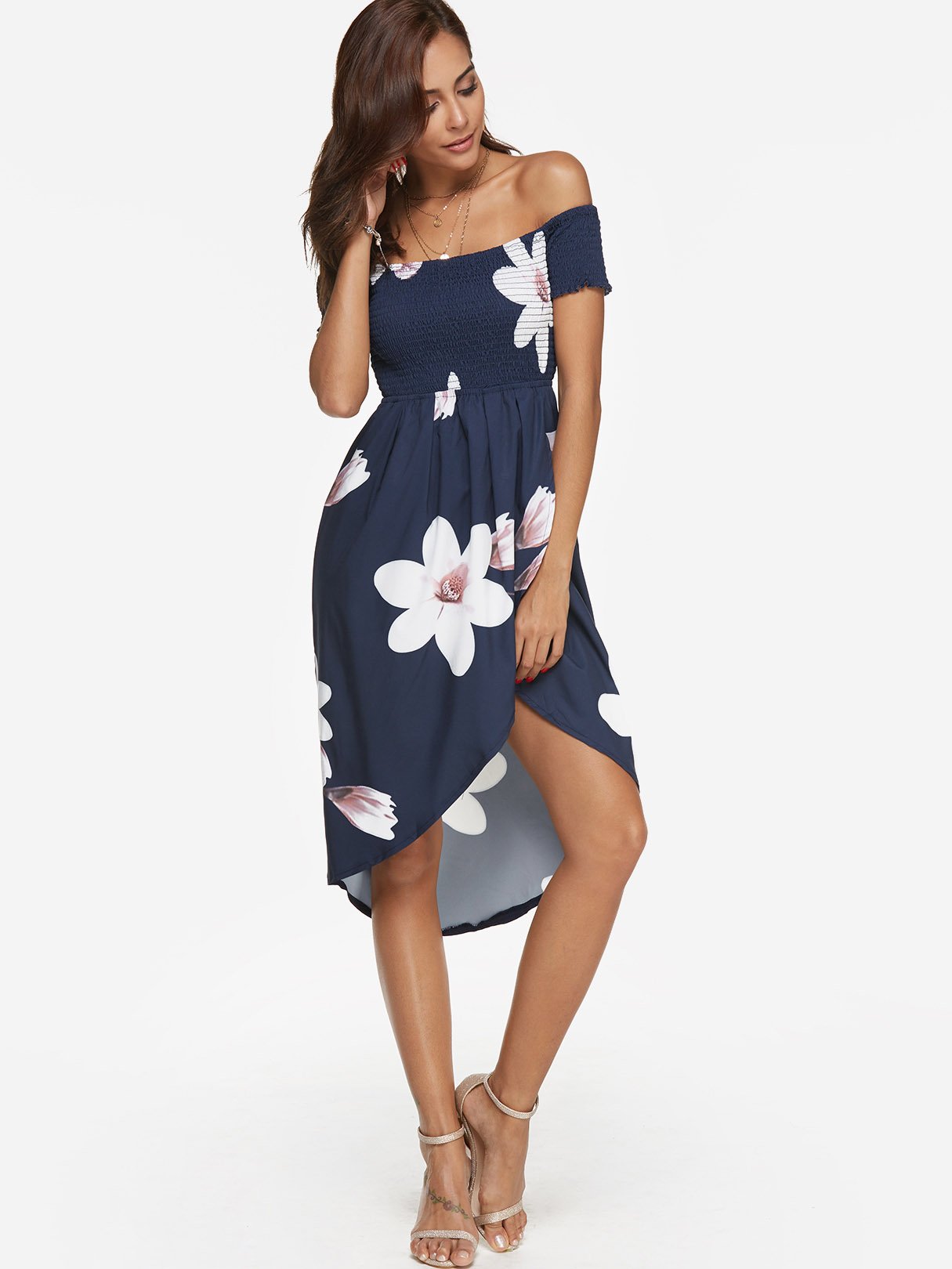 OEM Ladies Black Floral Dresses