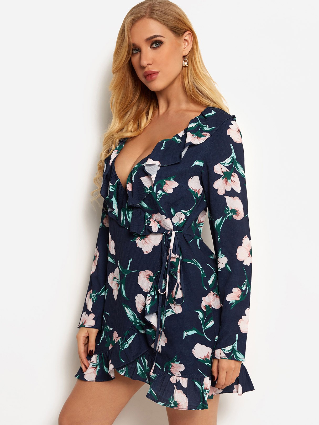 OEM Ladies Navy Floral Dresses