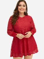 Wholesale V-Neck Plain Lace Long Sleeve Oversized Dress