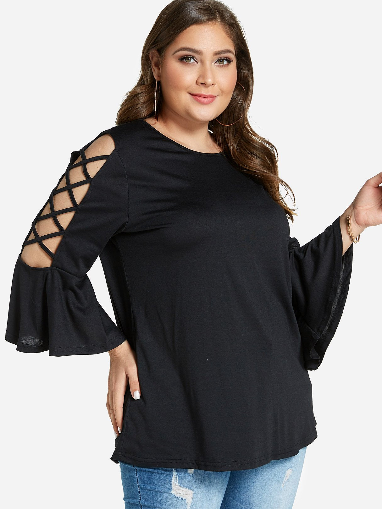 ODM Ladies 3/4 Sleeve Plus Size Tops