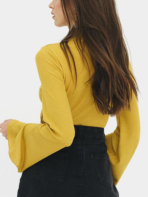 NEW FEELING Womens Yellow T-Shirts