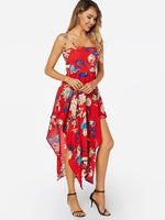 OEM Ladies Red Floral Dresses