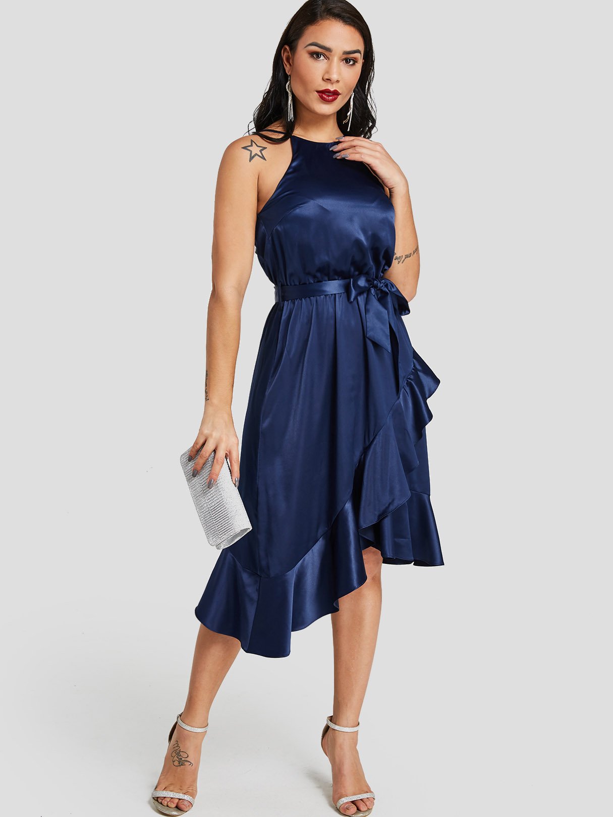 OEM Ladies Navy Midi Dresses