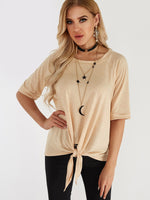 Wholesale Round Neck Plain Half Sleeve Apricot T-Shirts