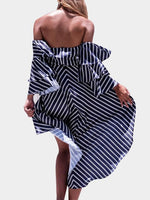 NEW FEELING Womens Navy Off The Shoulder Dresses