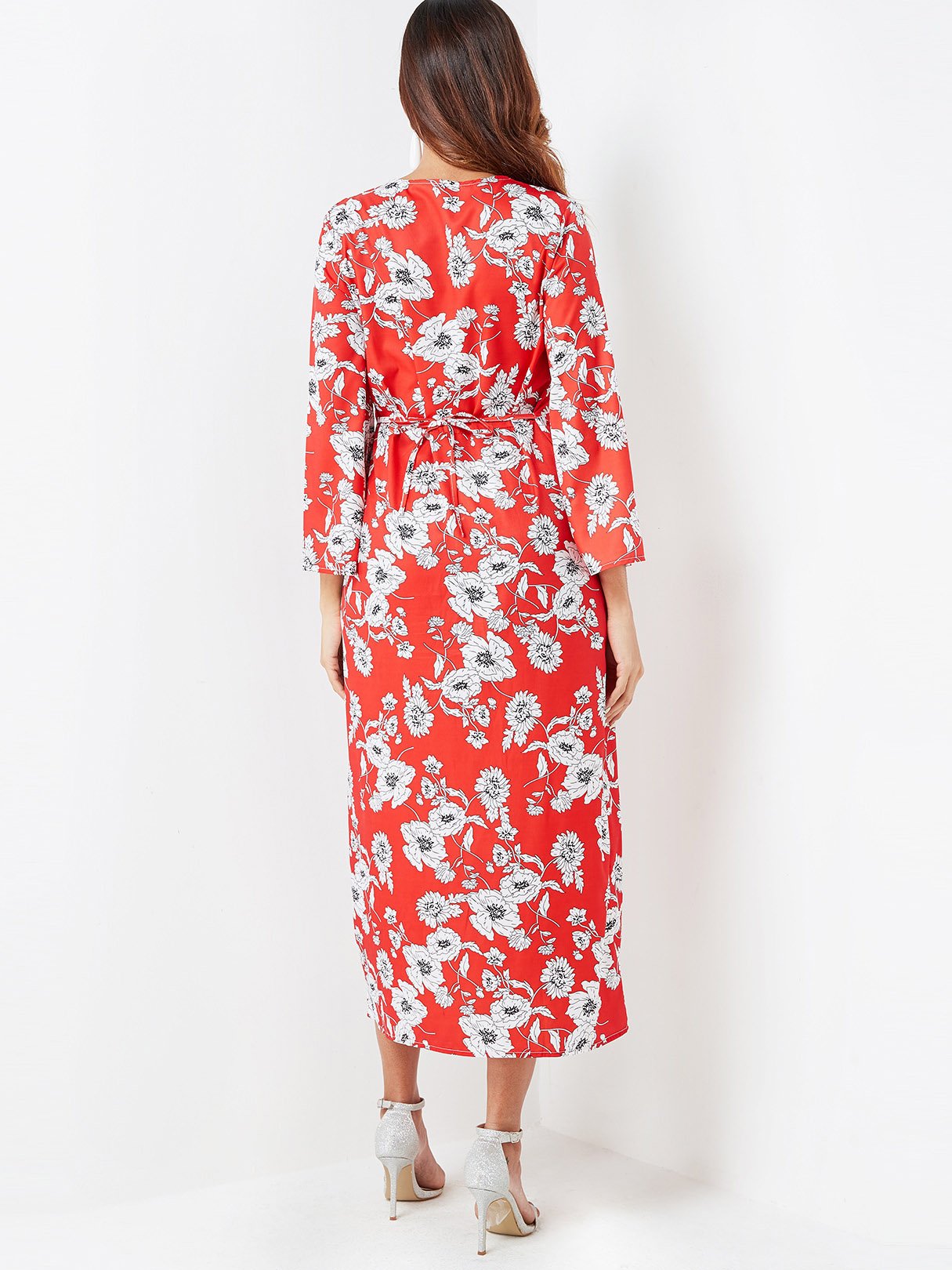 NEW FEELING Womens Red Floral Dresses
