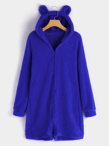 Wholesale Long Sleeve Zip Back Hooded Playsuits