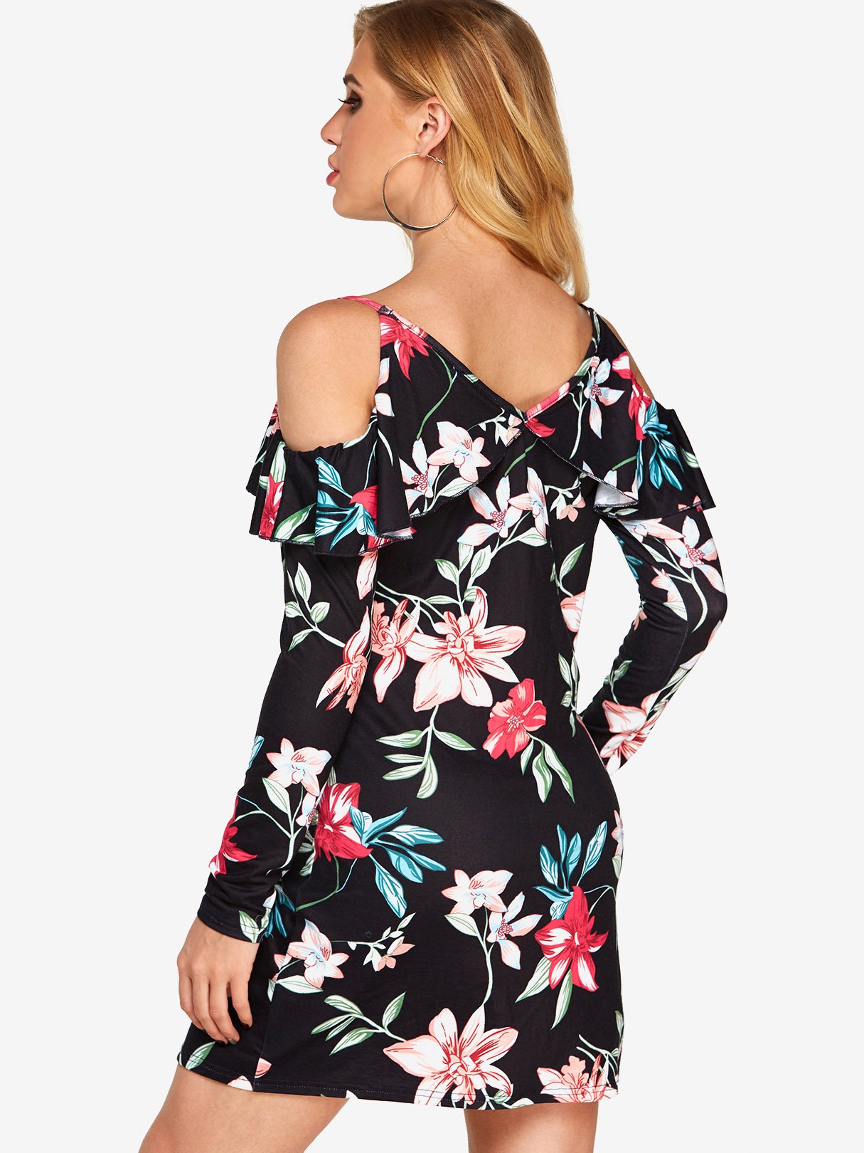NEW FEELING Womens Black Floral Dresses