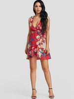 NEW FEELING Womens Red Floral Dresses