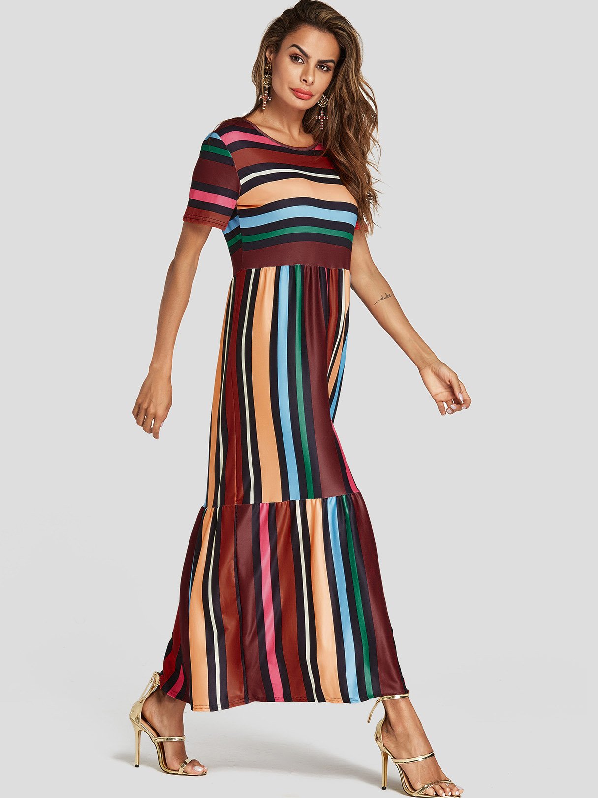ODM Ladies Short Sleeve Maxi Dress