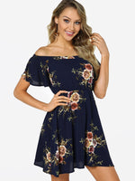 OEM Ladies Navy Floral Dresses