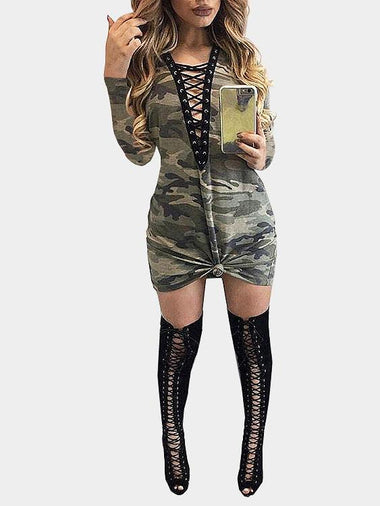Wholesale Deep V Neck Long Sleeve Sexy Dress