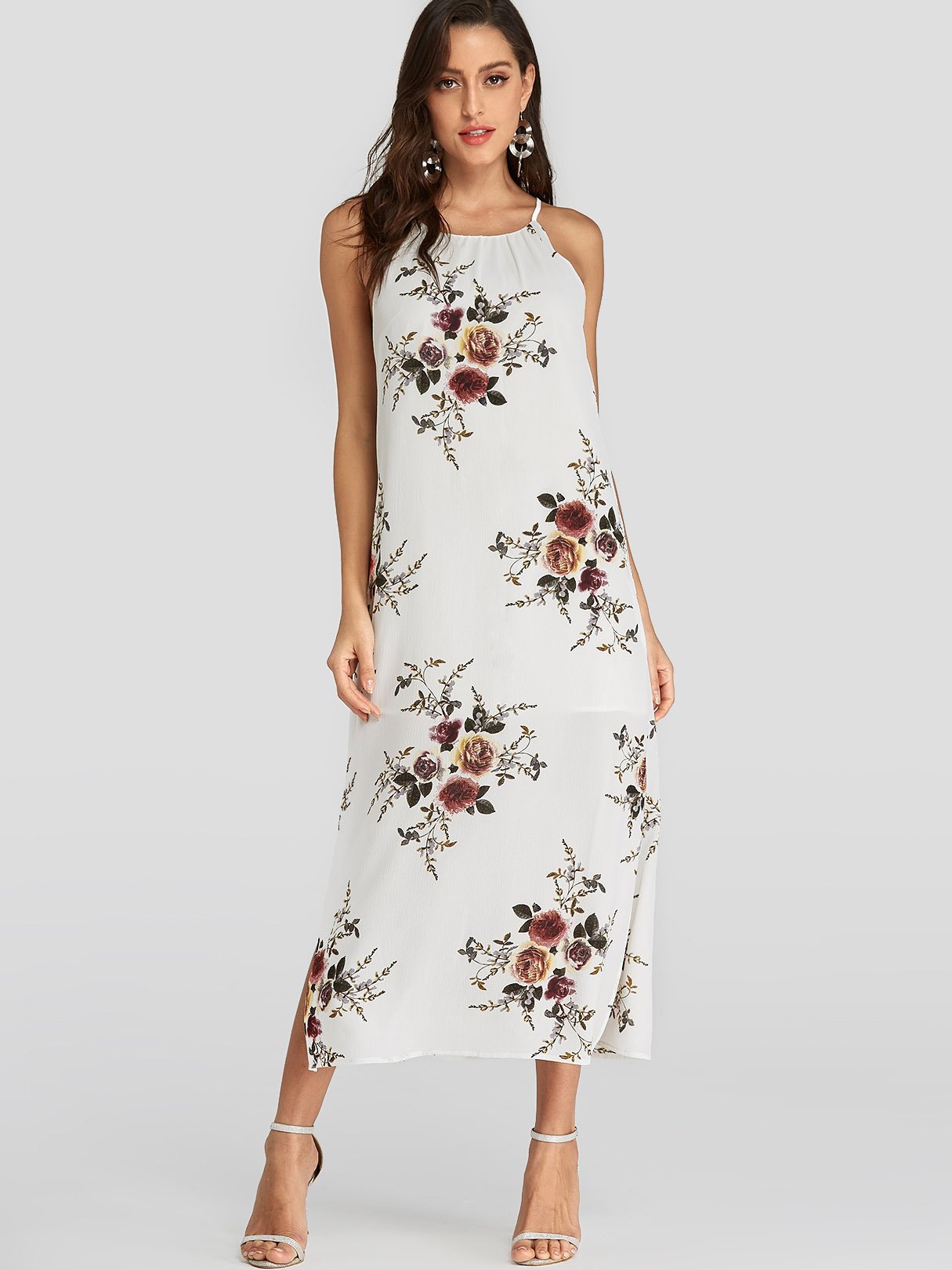 NEW FEELING Womens White Floral Dresses