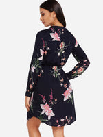 NEW FEELING Womens Navy Floral Dresses