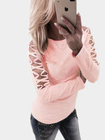 Wholesale Round Neck Hollow Long Sleeve T-Shirt