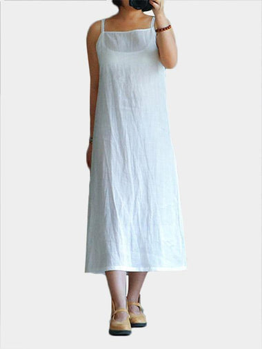 Wholesale White Square Neck Sleeveless See Through Casual Dresses