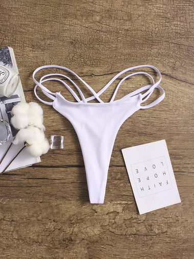Wholesale White Plain Cut Out Bodycon Bikinis