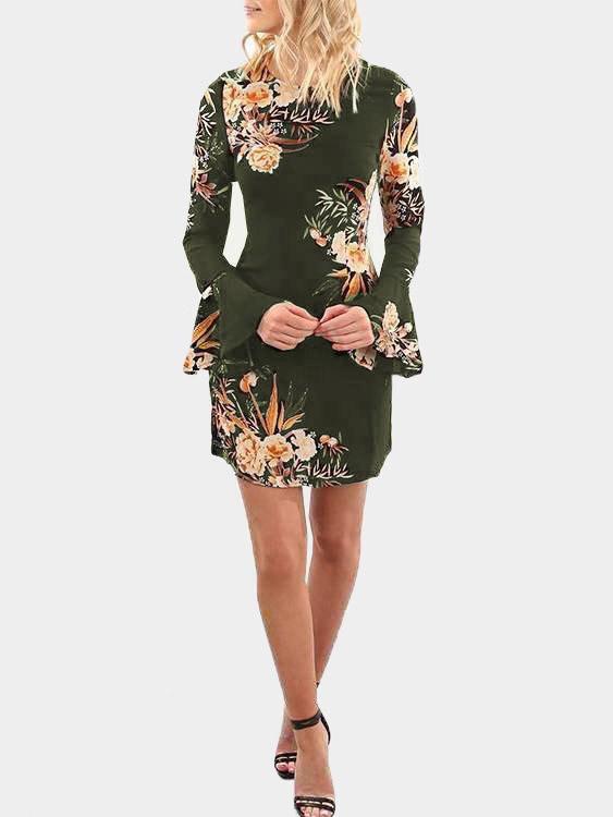 Custom Womens Floral Print Mini Dresses