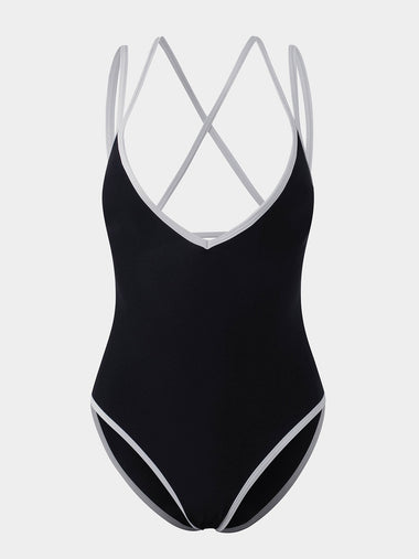 Wholesale Halter Deep V Neck Sleeveless Plain Backless One-Pieces Swimsuits