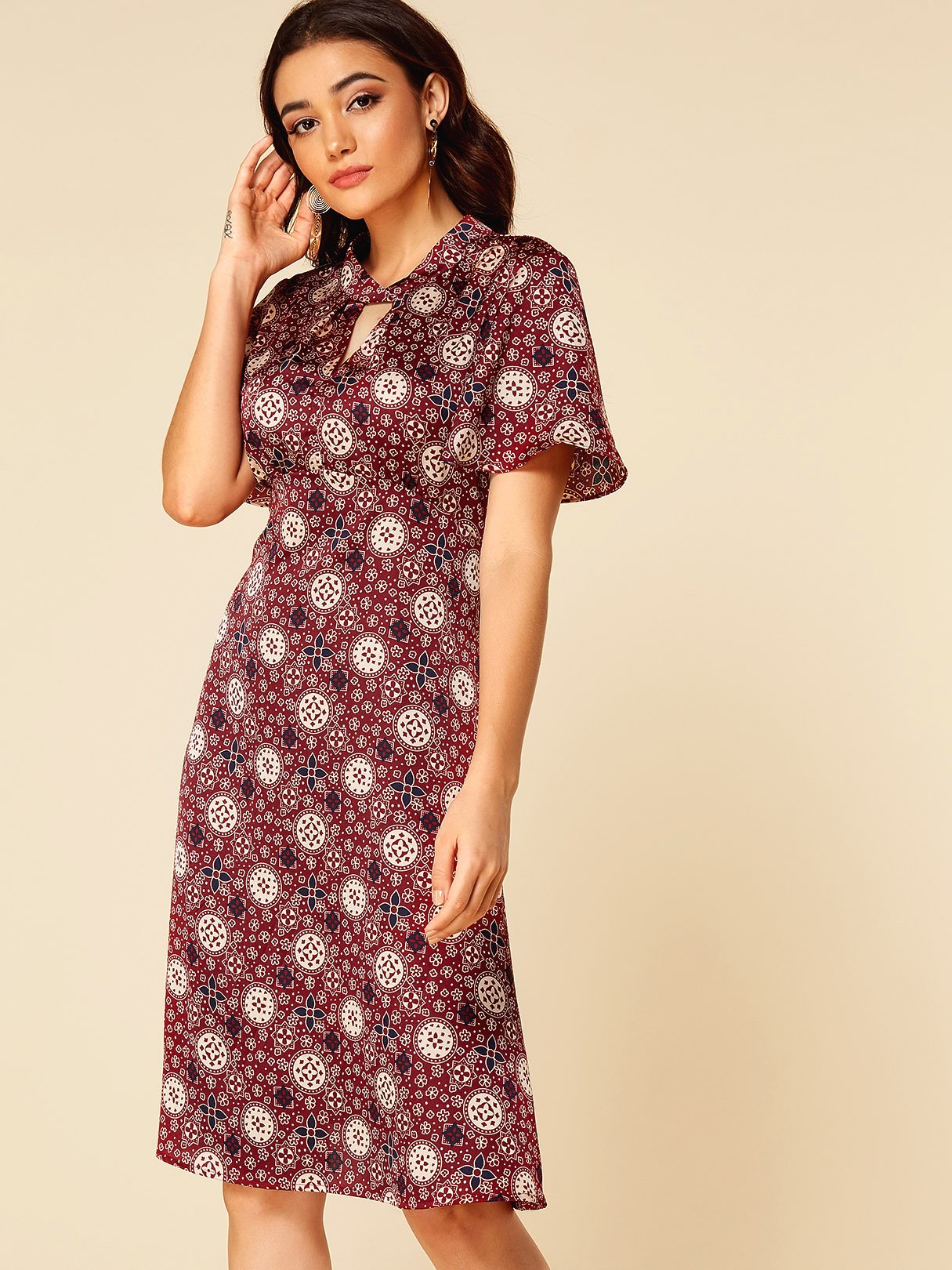 OEM Ladies Burgundy Casual Dresses