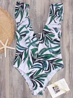 Wholesale White V-Neck Sleeveless Backless Self-Tie One-Pieces Swimsuits