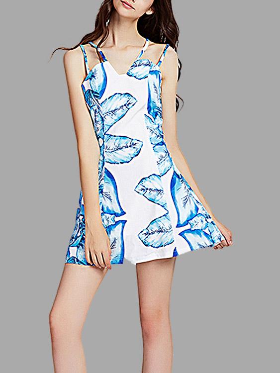 Wholesale V-Neck Sleeveless Floral Print Zip Back Dresses