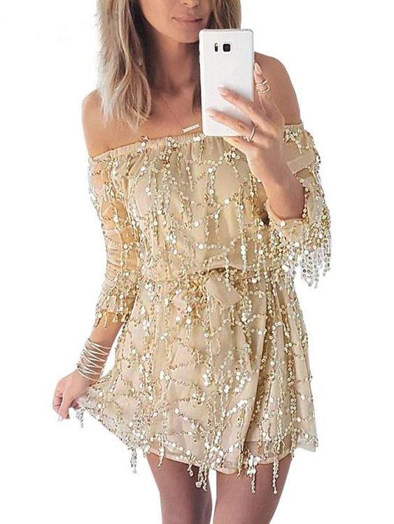 NEW FEELING Womens Beige Mini Dresses