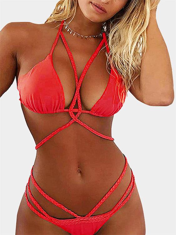 NEW FEELING Womens Orange Bikinis
