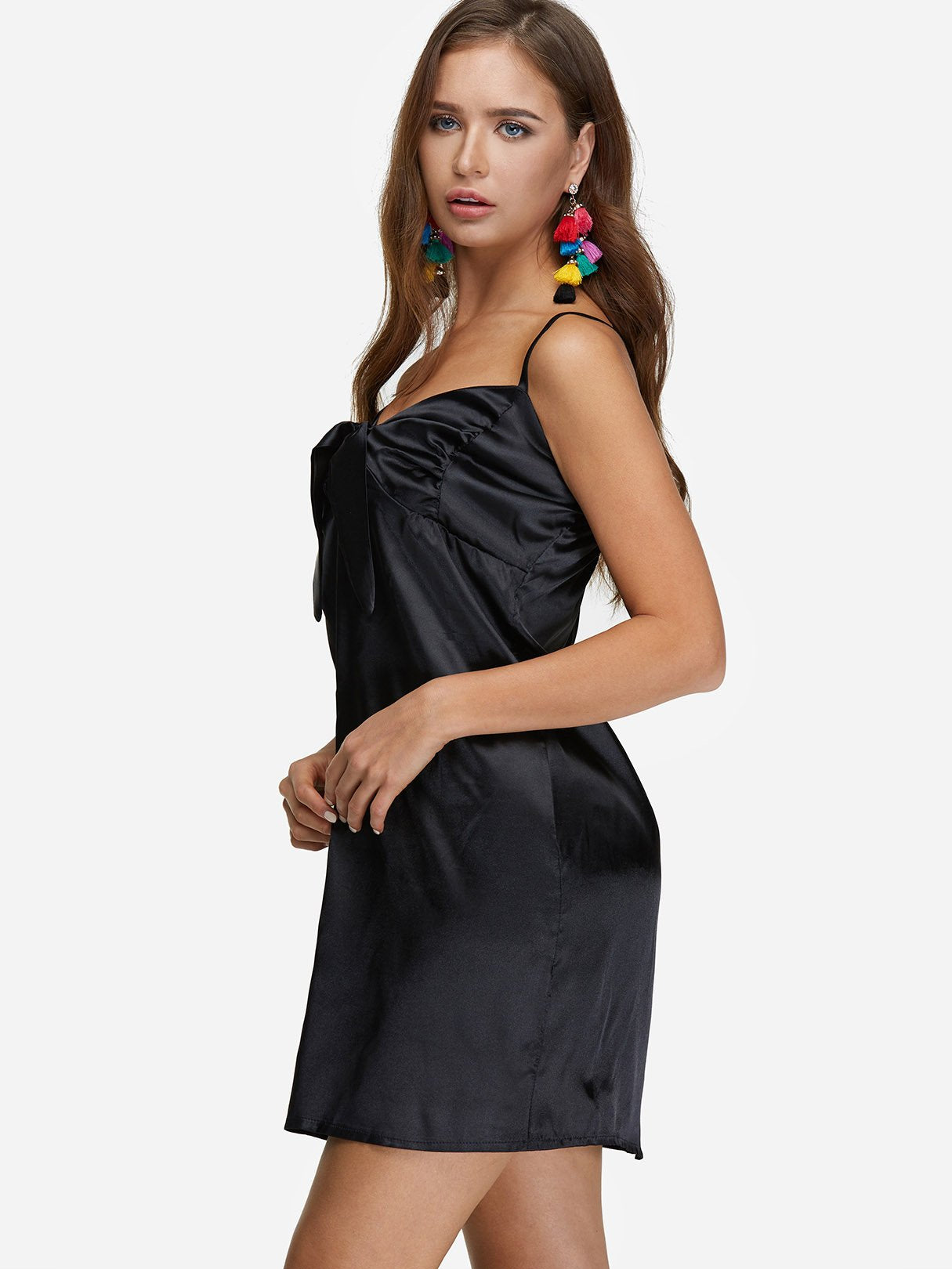 OEM Ladies Black V-Neck Dresses