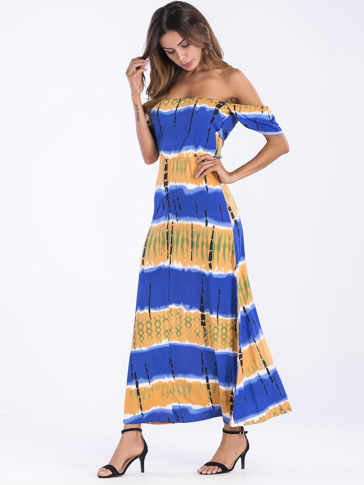 OEM Ladies Blue Maxi Dresses
