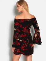 NEW FEELING Womens Black Floral Dresses