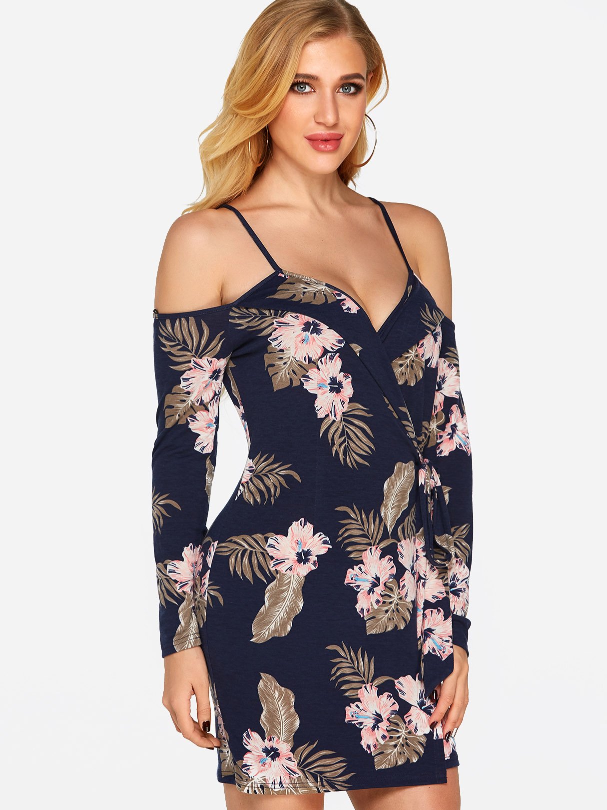 OEM Ladies Navy Floral Dresses