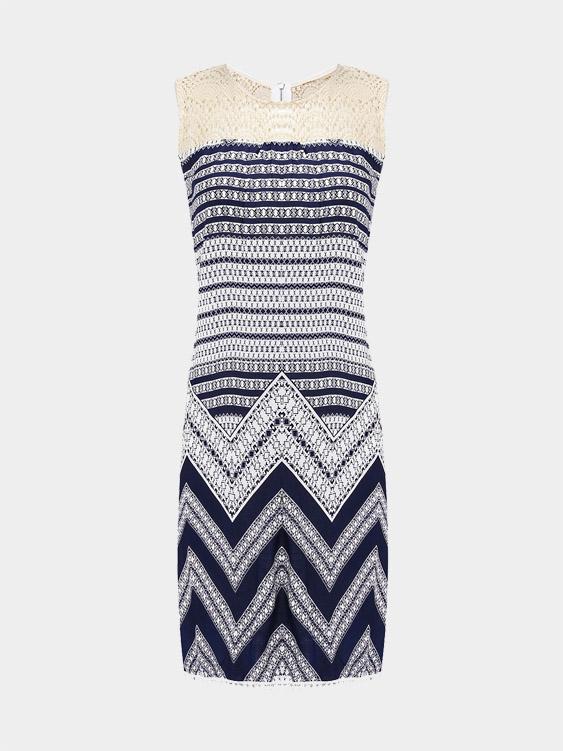 Wholesale Crew Neck Wave Lace Sleeveless Black Sexy Dresses