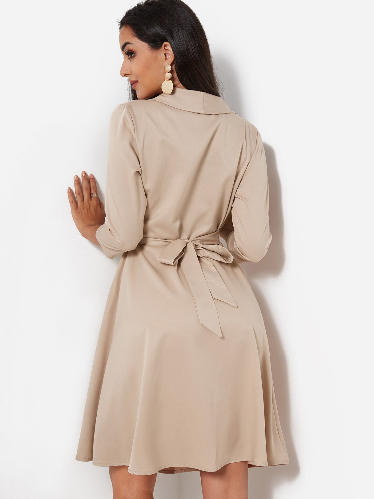 NEW FEELING Womens Beige V-Neck Dresses