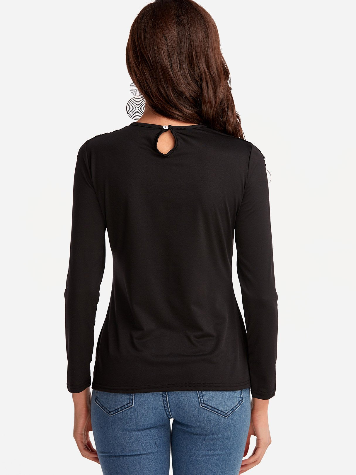 NEW FEELING Womens Black T-Shirts