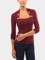 Wholesale Long Sleeves Stand Collar Top With Button