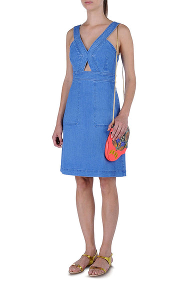 Wholesale Blue Sleeveless Plain Cut Out Casual Dresses