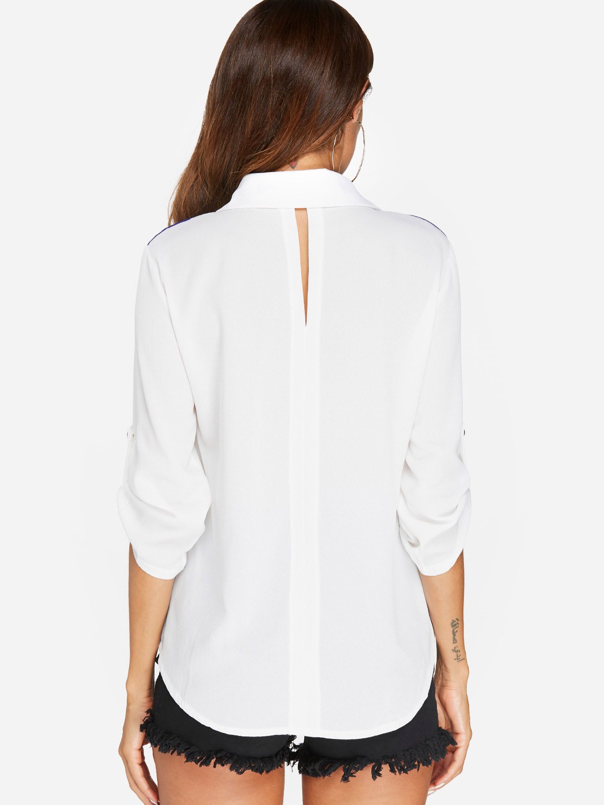 NEW FEELING Womens White & Blue T-Shirts