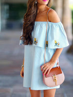 OEM Ladies Blue Mini Dresses