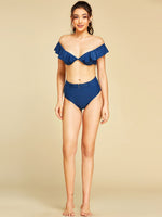NEW FEELING Womens Dark Blue Bikinis