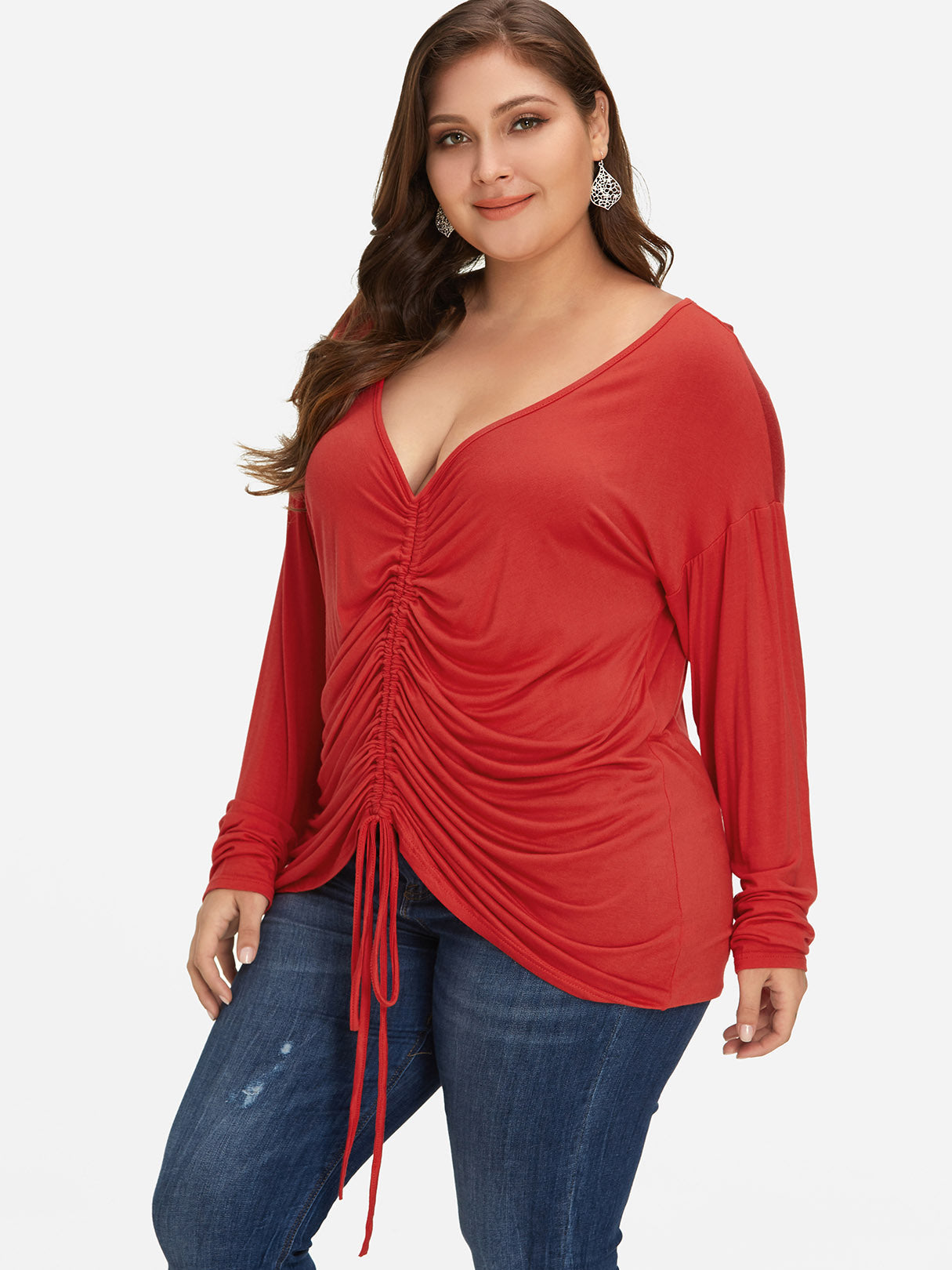 OEM Ladies Red Plus Size Tops