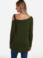 NEW FEELING Womens Army Green T-Shirts