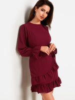 OEM ODM Plain White Long Sleeve Dress