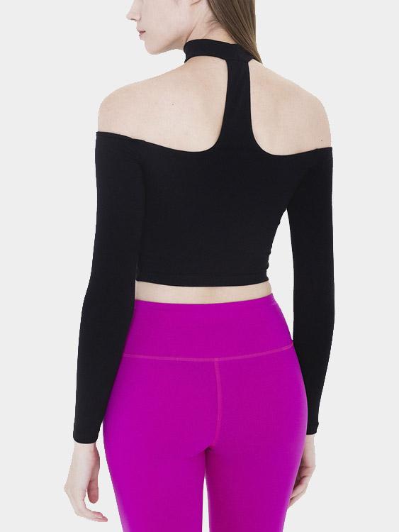 Wholesale T-Back Reversible Halter Long Sleeve Top