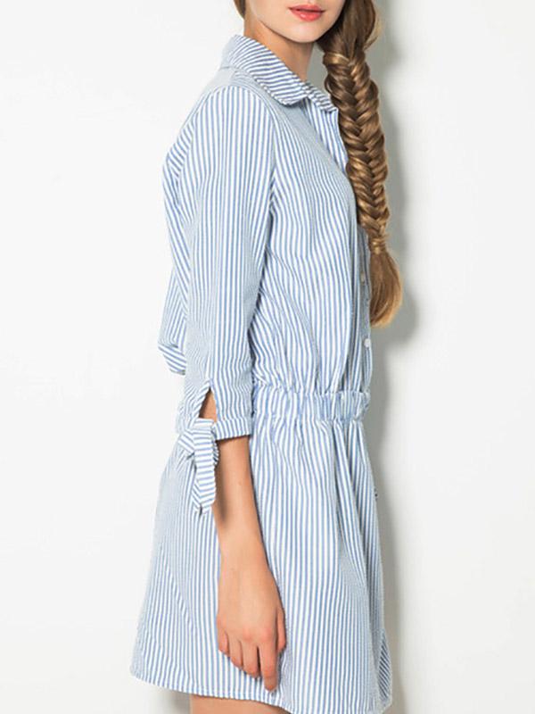 NEW FEELING Womens Striped Shirt Dresses