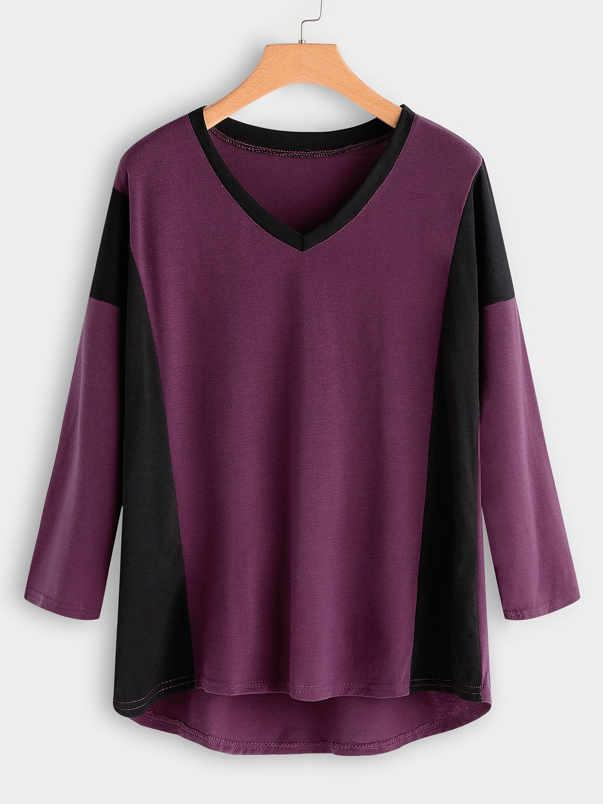 Wholesale V-Neck Long Sleeve Purple T-Shirts