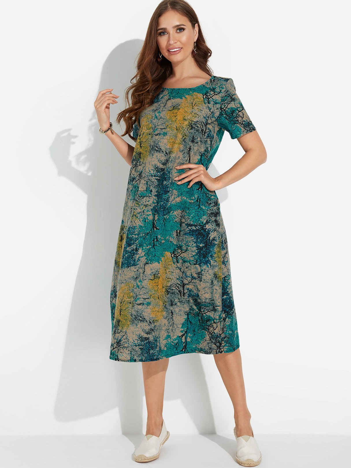OEM Ladies Blue Midi Dresses